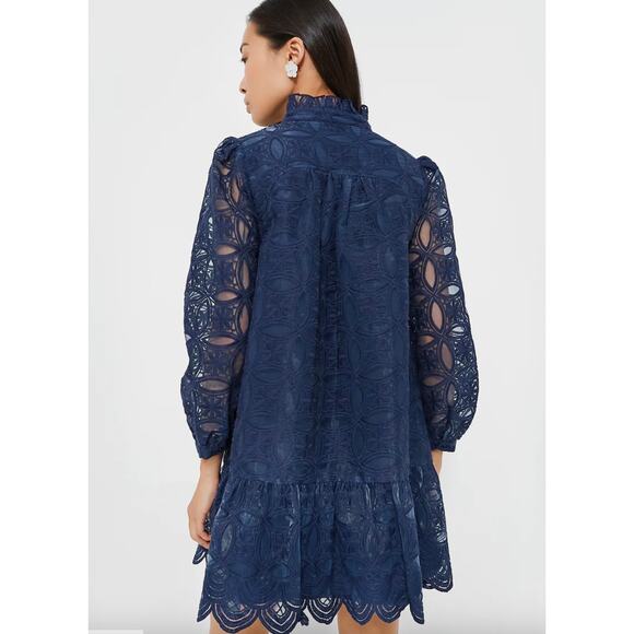 Tuckernuck Navy Organza Palmerston Dress Sz M - Picture 4 of 11